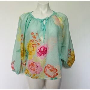 MSRP $190 Farm Rio Floral Boho Peasant Blouse Size XS M | SAME DAY SHIP